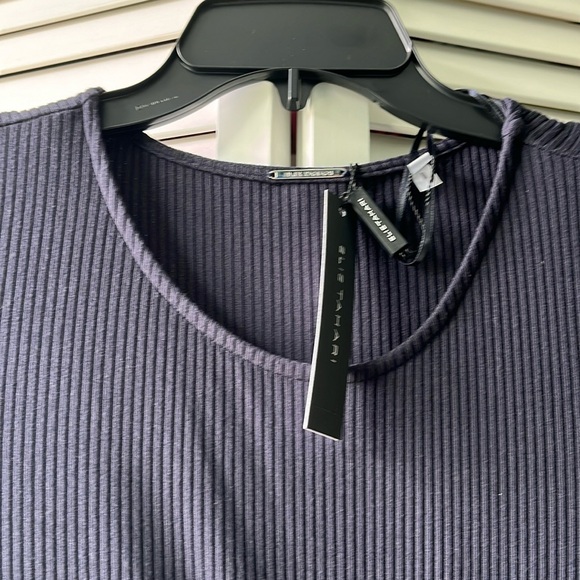 NWT TAHARI ribbed navy maxi dress size Small, side slip - Picture 3 of 10